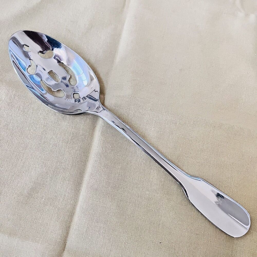 Sabatier 18/10 Stainless Pierced Tablespoon Serving Spoon Plain Fiddle Flatware